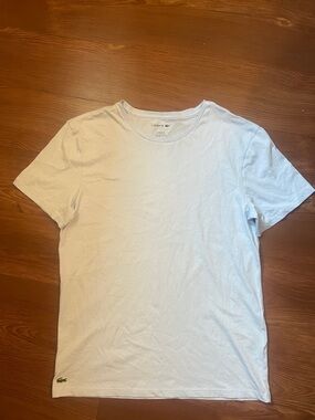 Lacoste White Short Sleeve Crewneck Tee with Crocodile Logo